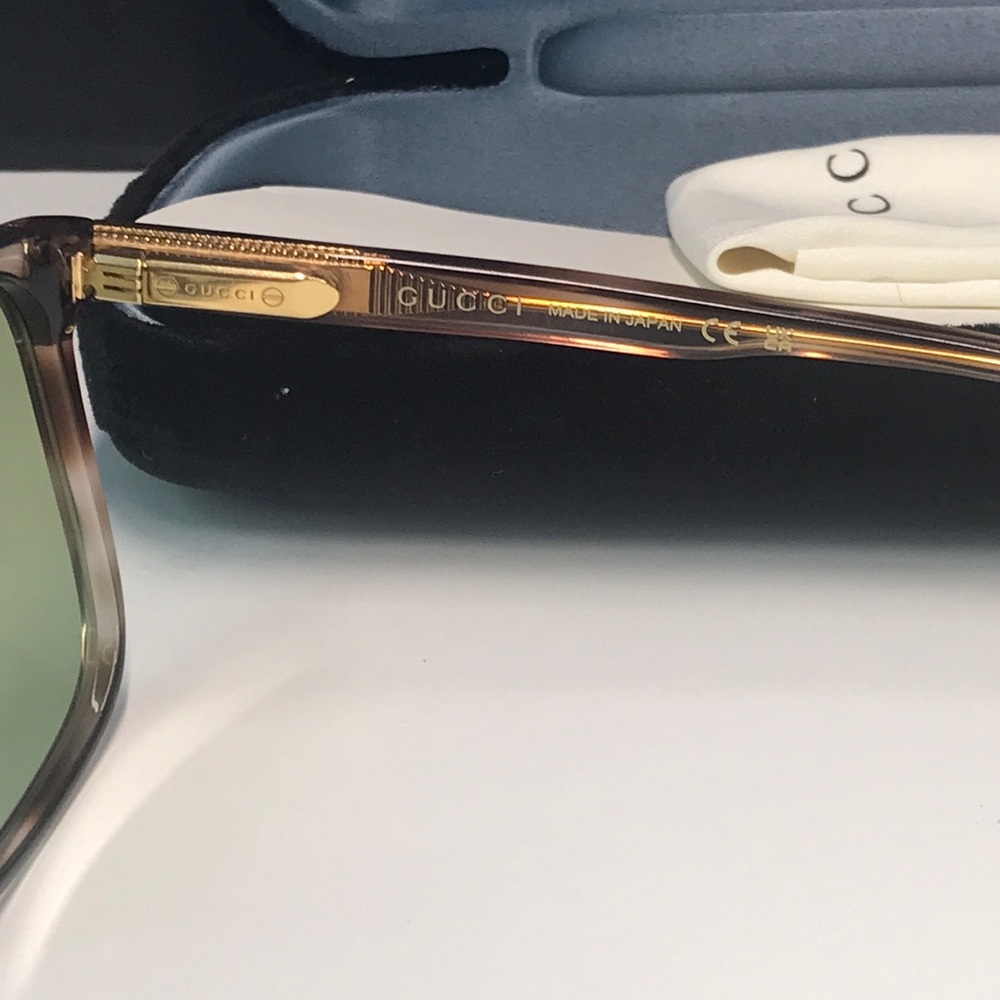 💯- Gucci New Authentic GG1041S 004 Brown Sunglasses with Green Lenses - Picture 11 of 15
